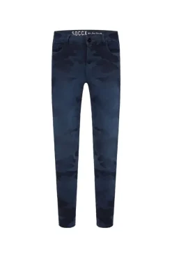 Damen CAMP DAVID & SOCCX Jeans MI:RA Slim Fit blue camouflage