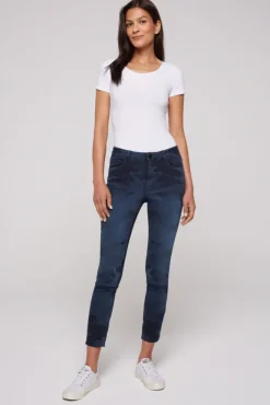 Damen CAMP DAVID & SOCCX Jeans MI:RA Slim Fit blue camouflage
