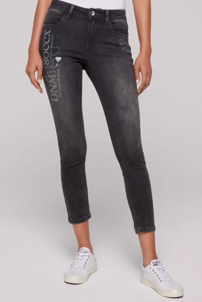 Damen CAMP DAVID & SOCCX Jeans MI:RA Slim Fit jogg grey printed