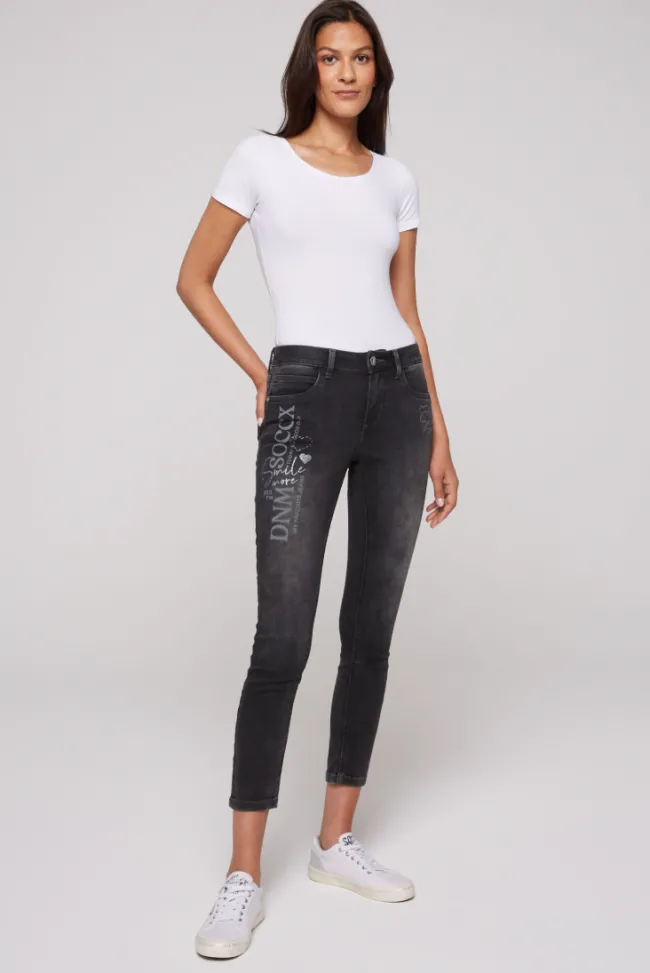 Damen CAMP DAVID & SOCCX Jeans MI:RA Slim Fit jogg grey printed