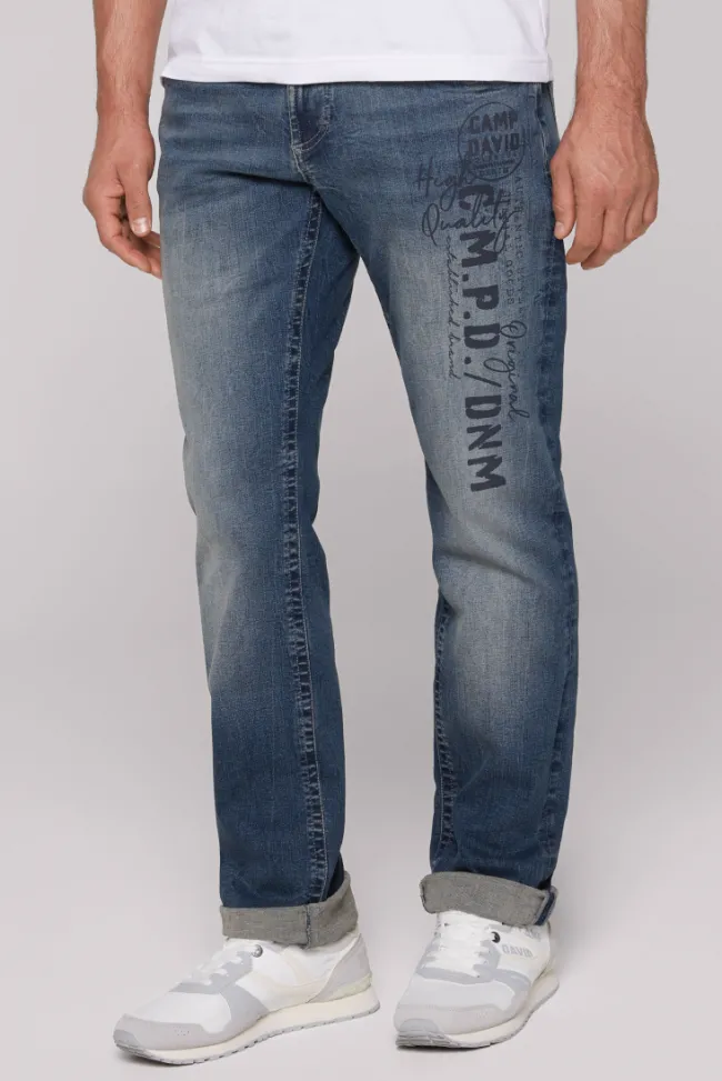Herren CAMP DAVID & SOCCX Jeans NI:CO Regular Fit dark blue printed