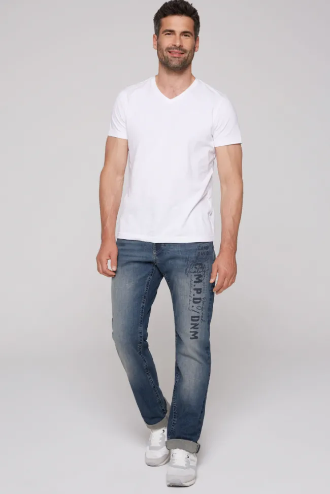 Herren CAMP DAVID & SOCCX Jeans NI:CO Regular Fit dark blue printed