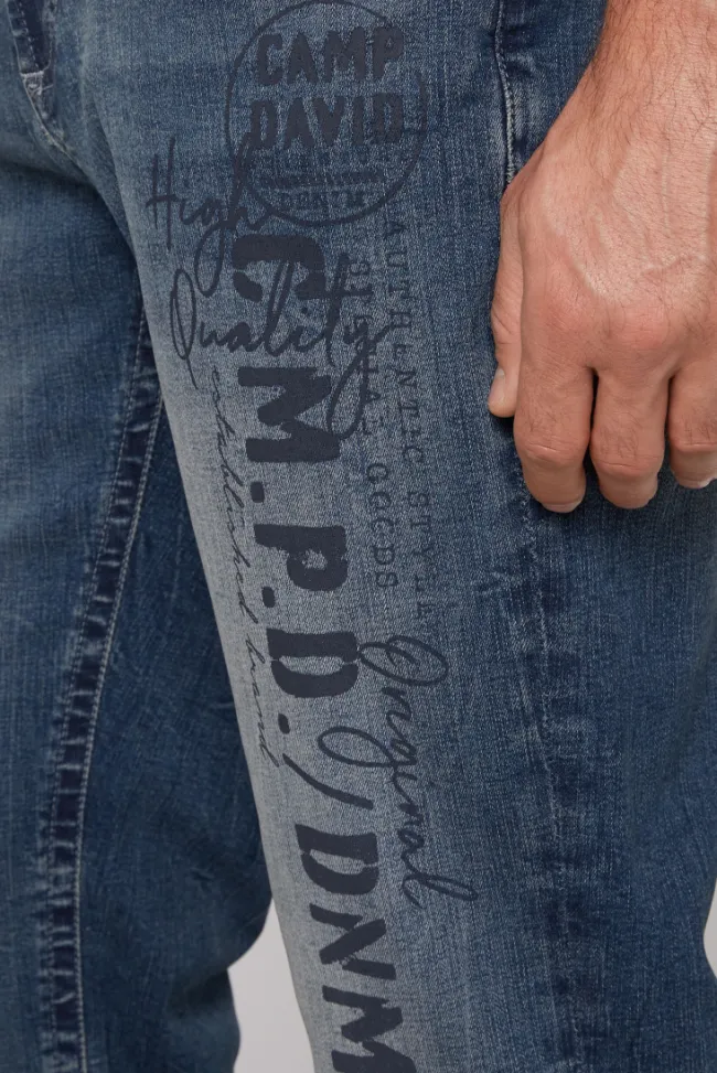 Herren CAMP DAVID & SOCCX Jeans NI:CO Regular Fit dark blue printed