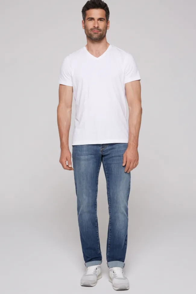 Herren CAMP DAVID & SOCCX Jeans RO:BI Slim Fit dark blue used