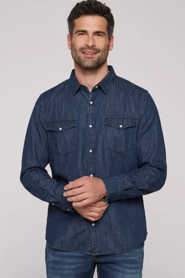 Herren CAMP DAVID & SOCCX Jeanshemd Regular Fit blue vintage