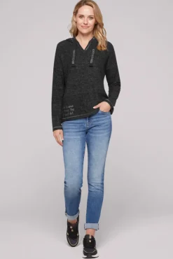 Damen CAMP DAVID & SOCCX Kapuzenpullover aus Flauschstrick