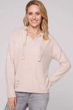 Damen CAMP DAVID & SOCCX Kapuzenpullover aus Flauschstrick rose blush