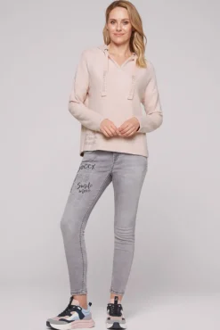 Damen CAMP DAVID & SOCCX Kapuzenpullover aus Flauschstrick rose blush