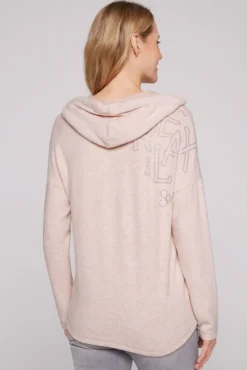 Damen CAMP DAVID & SOCCX Kapuzenpullover aus Flauschstrick rose blush