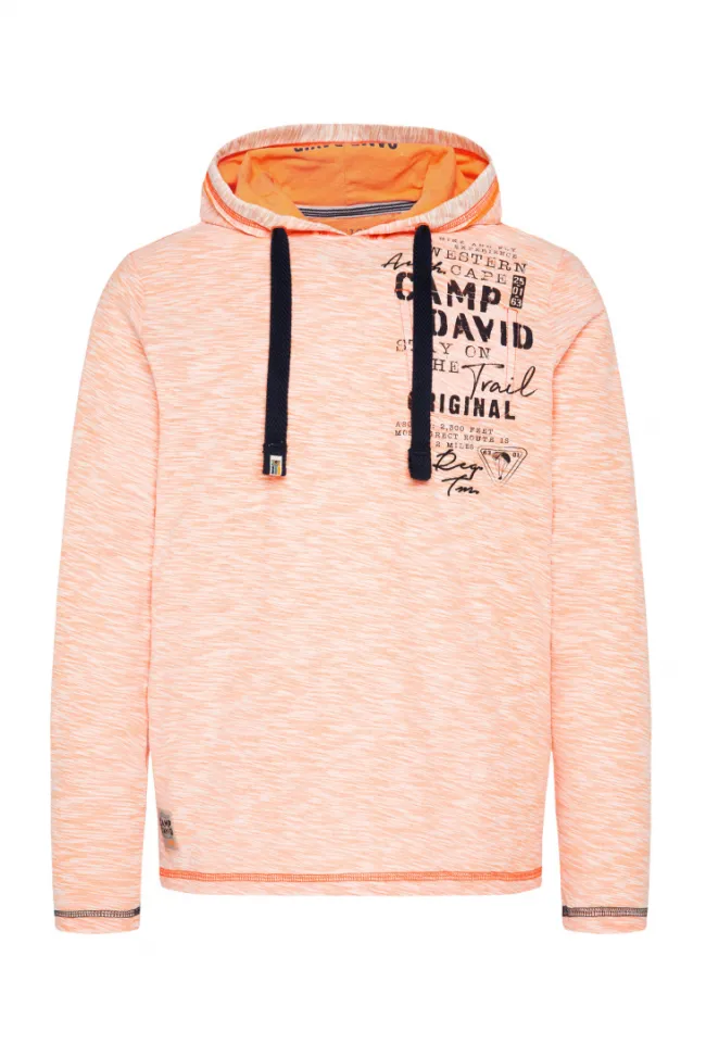 Herren CAMP DAVID & SOCCX Kapuzenshirt mit Brusttasche und Logo Print sunrise orange