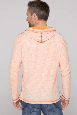 Herren CAMP DAVID & SOCCX Kapuzenshirt mit Brusttasche und Logo Print sunrise orange
