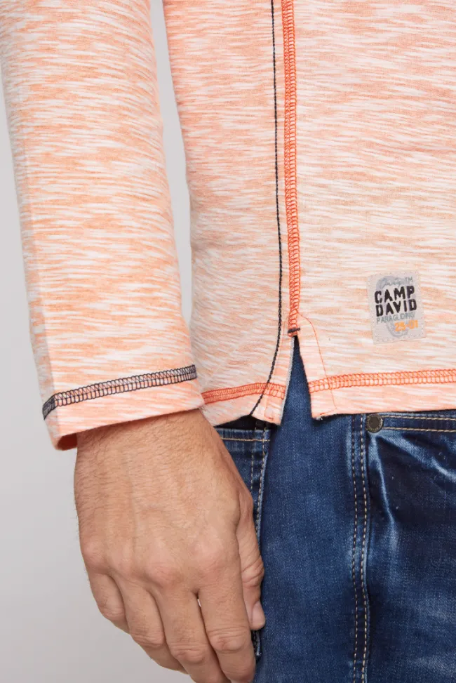 Herren CAMP DAVID & SOCCX Kapuzenshirt mit Brusttasche und Logo Print sunrise orange