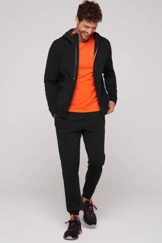 Herren CAMP DAVID & SOCCX Kapuzensweatjacke im Materialmix mit Rubber Prints