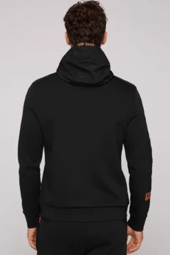 Herren CAMP DAVID & SOCCX Kapuzensweatjacke im Materialmix mit Rubber Prints