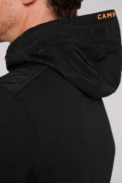 Herren CAMP DAVID & SOCCX Kapuzensweatjacke im Materialmix mit Rubber Prints