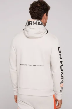 Herren CAMP DAVID & SOCCX Kapuzensweatjacke im Materialmix mit Rubber Prints