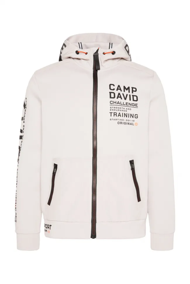Herren CAMP DAVID & SOCCX Kapuzensweatjacke im Materialmix mit Rubber Prints