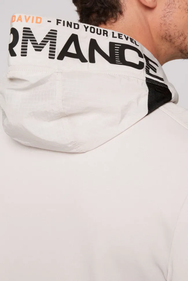 Herren CAMP DAVID & SOCCX Kapuzensweatjacke im Materialmix mit Rubber Prints