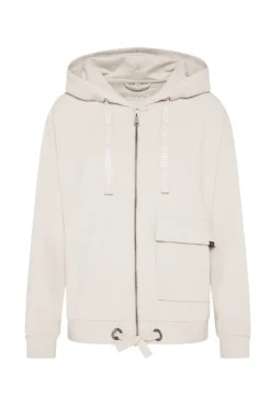 Damen CAMP DAVID & SOCCX Kapuzensweatjacke mit einer Klappentasche stone beige