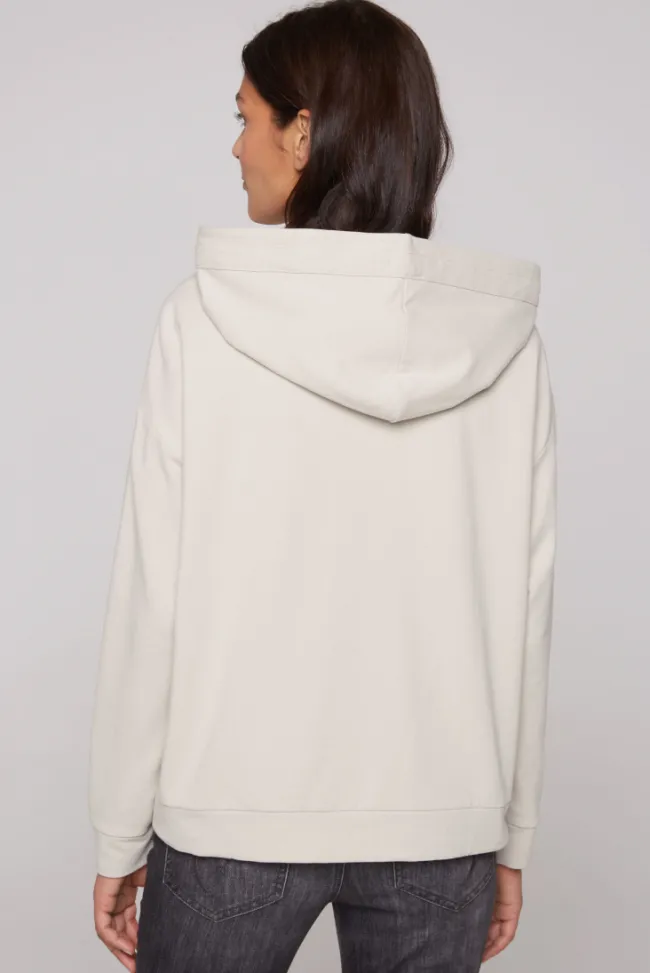 Damen CAMP DAVID & SOCCX Kapuzensweatjacke mit einer Klappentasche stone beige