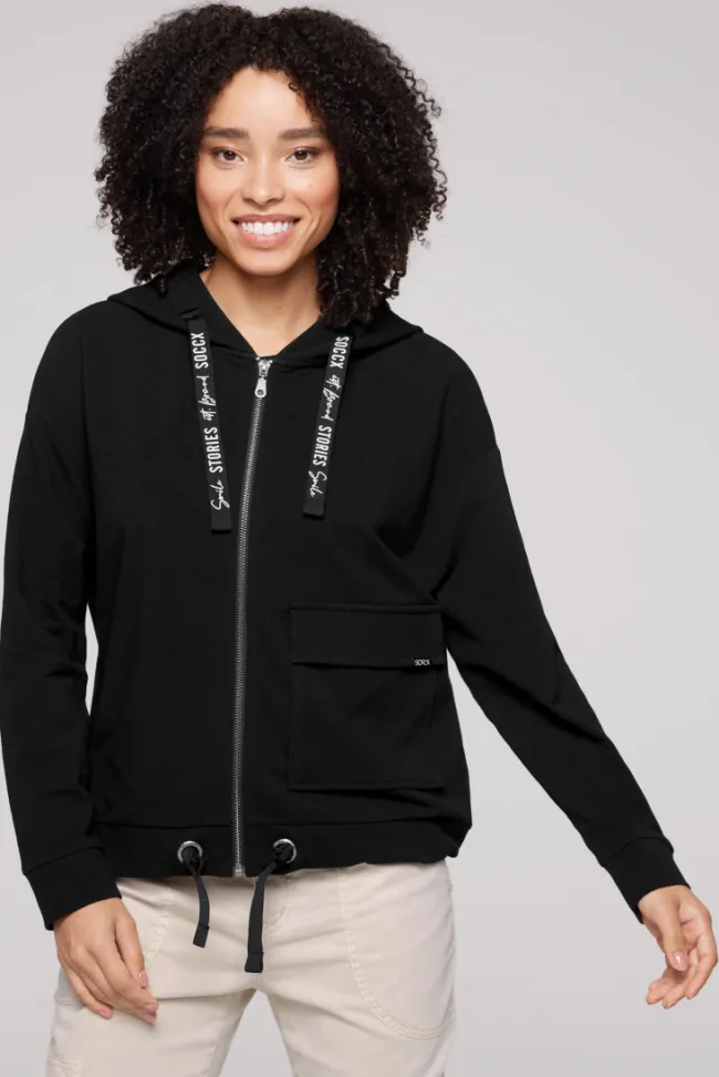 Damen CAMP DAVID & SOCCX Kapuzensweatjacke mit einer Klappentasche