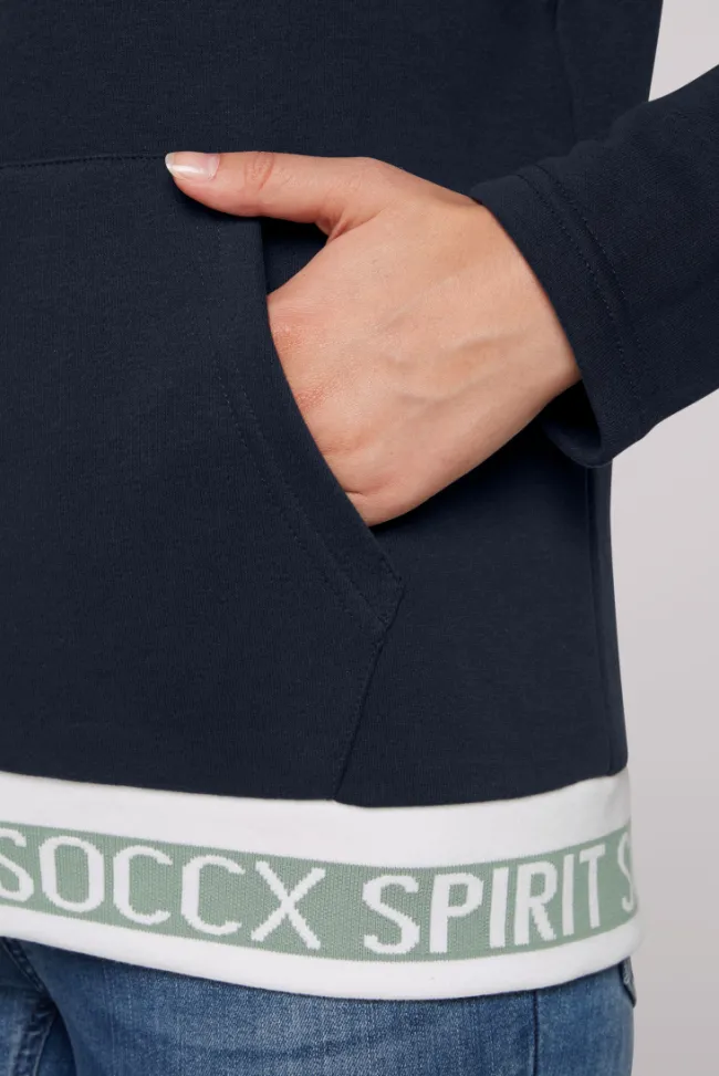 Damen CAMP DAVID & SOCCX Kapuzensweatjacke mit Intarsia-Logo-Details blue navy
