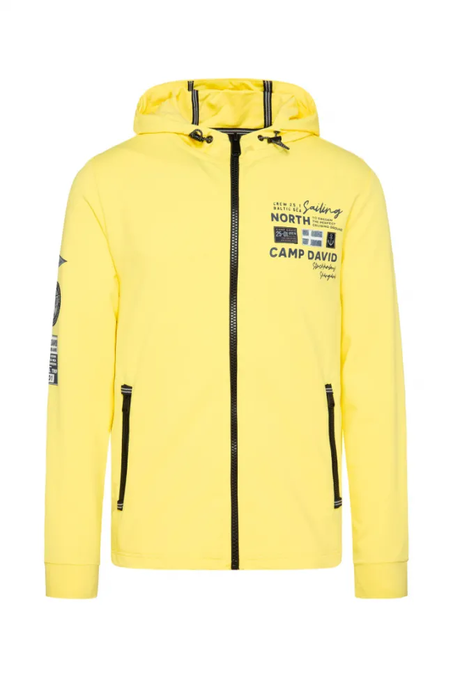 Herren CAMP DAVID & SOCCX Kapuzensweatjacke mit Label-Applikationen light lime