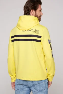 Herren CAMP DAVID & SOCCX Kapuzensweatjacke mit Label-Applikationen light lime