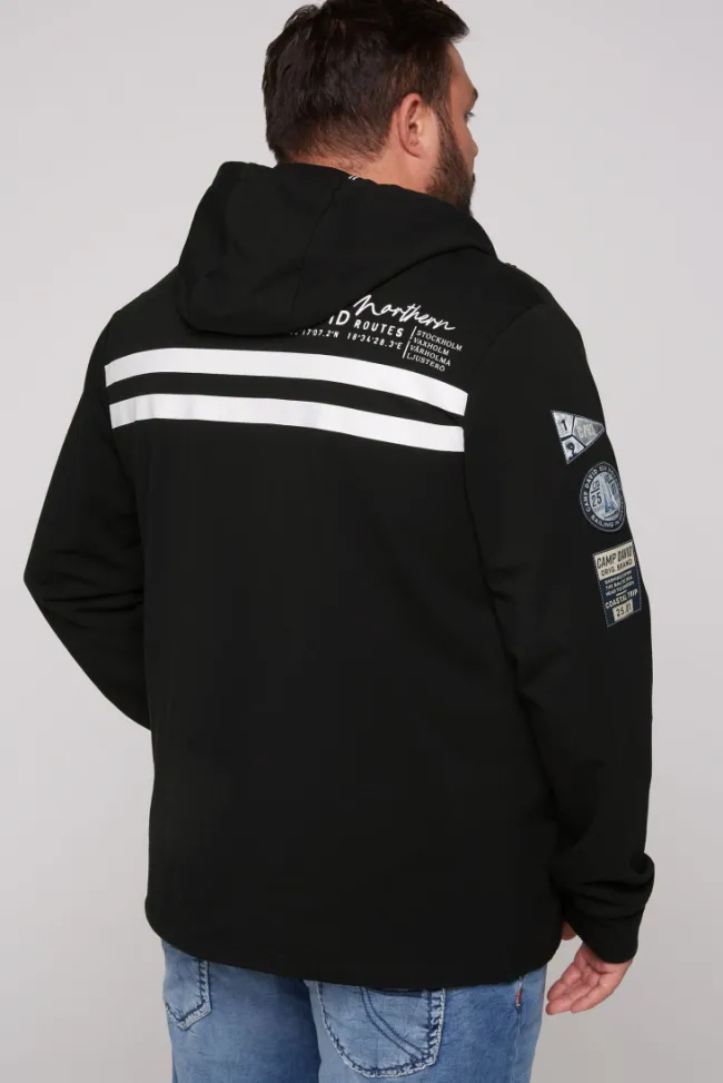 Herren CAMP DAVID & SOCCX Kapuzensweatjacke mit Label-Applikationen