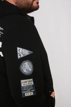 Herren CAMP DAVID & SOCCX Kapuzensweatjacke mit Label-Applikationen