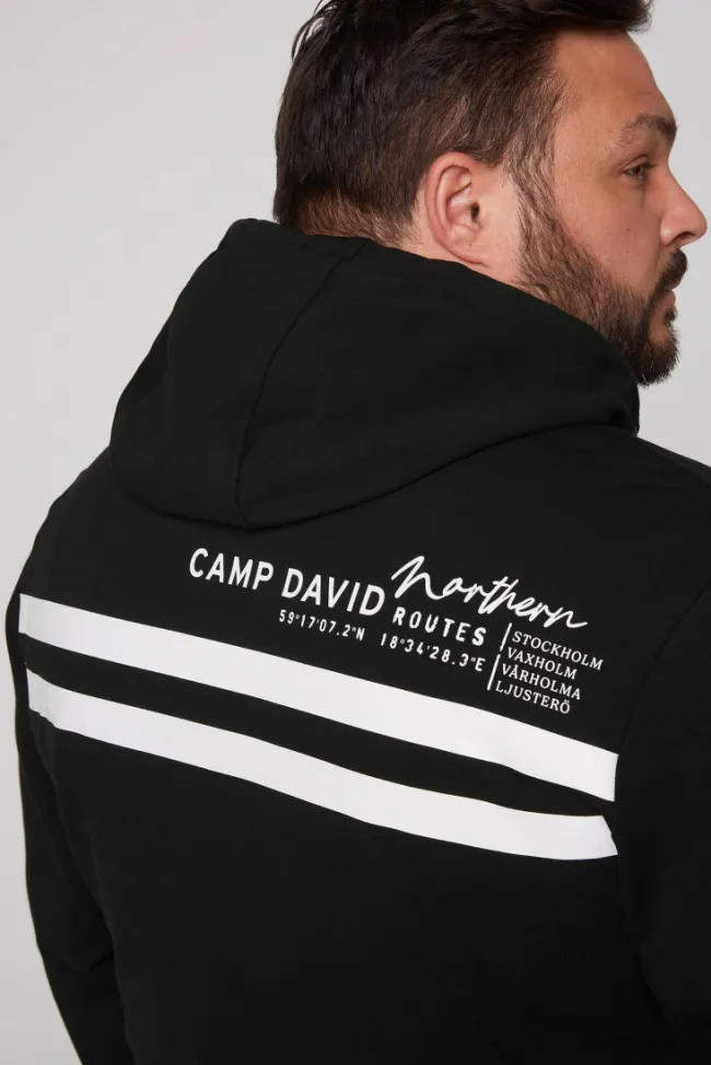 Herren CAMP DAVID & SOCCX Kapuzensweatjacke mit Label-Applikationen