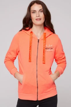 Damen CAMP DAVID & SOCCX Kapuzensweatjacke mit Rückenprint neon orange