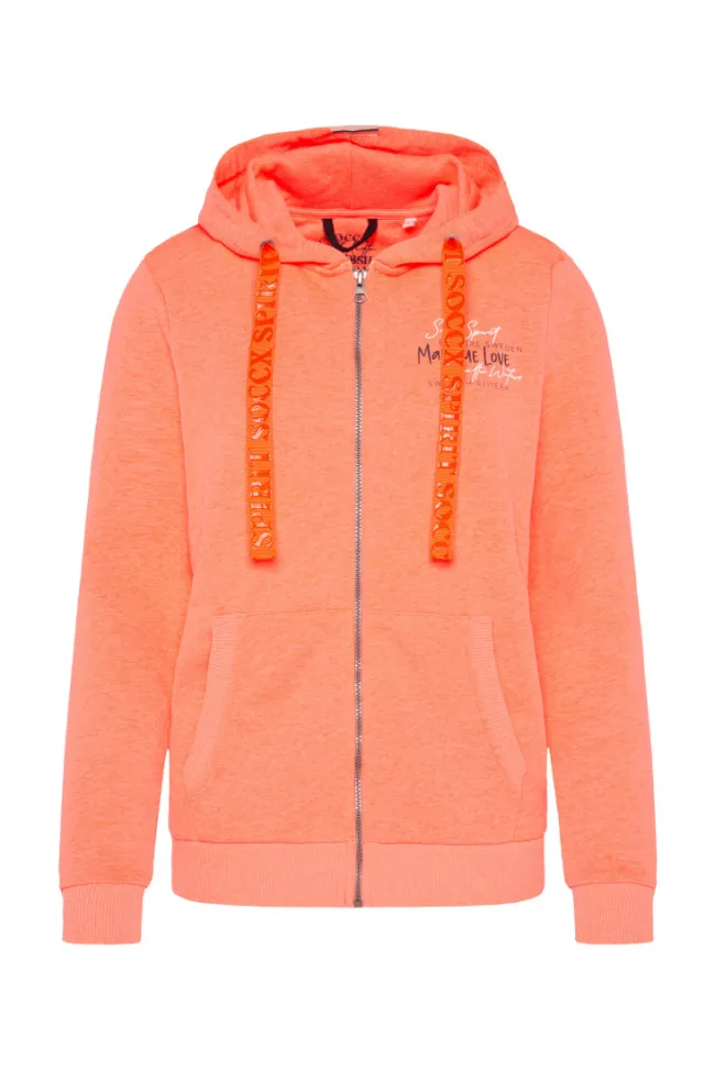 Damen CAMP DAVID & SOCCX Kapuzensweatjacke mit Rückenprint neon orange