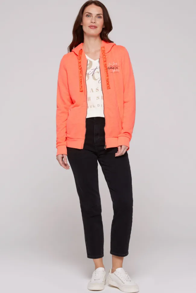Damen CAMP DAVID & SOCCX Kapuzensweatjacke mit Rückenprint neon orange