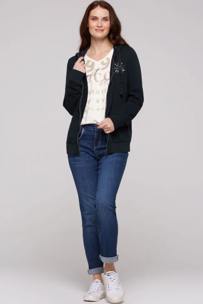 Damen CAMP DAVID & SOCCX Kapuzensweatjacke mit Rückenprint blue navy