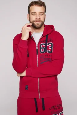 Herren CAMP DAVID & SOCCX Kapuzensweatjacke mit Retro-Artwork royal red