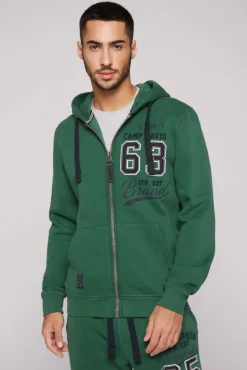 Herren CAMP DAVID & SOCCX Kapuzensweatjacke mit Retro-Artwork raw green