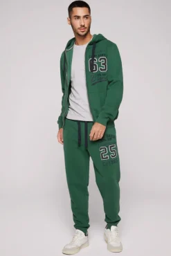 Herren CAMP DAVID & SOCCX Kapuzensweatjacke mit Retro-Artwork raw green