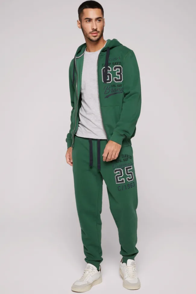 Herren CAMP DAVID & SOCCX Kapuzensweatjacke mit Retro-Artwork raw green