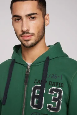 Herren CAMP DAVID & SOCCX Kapuzensweatjacke mit Retro-Artwork raw green