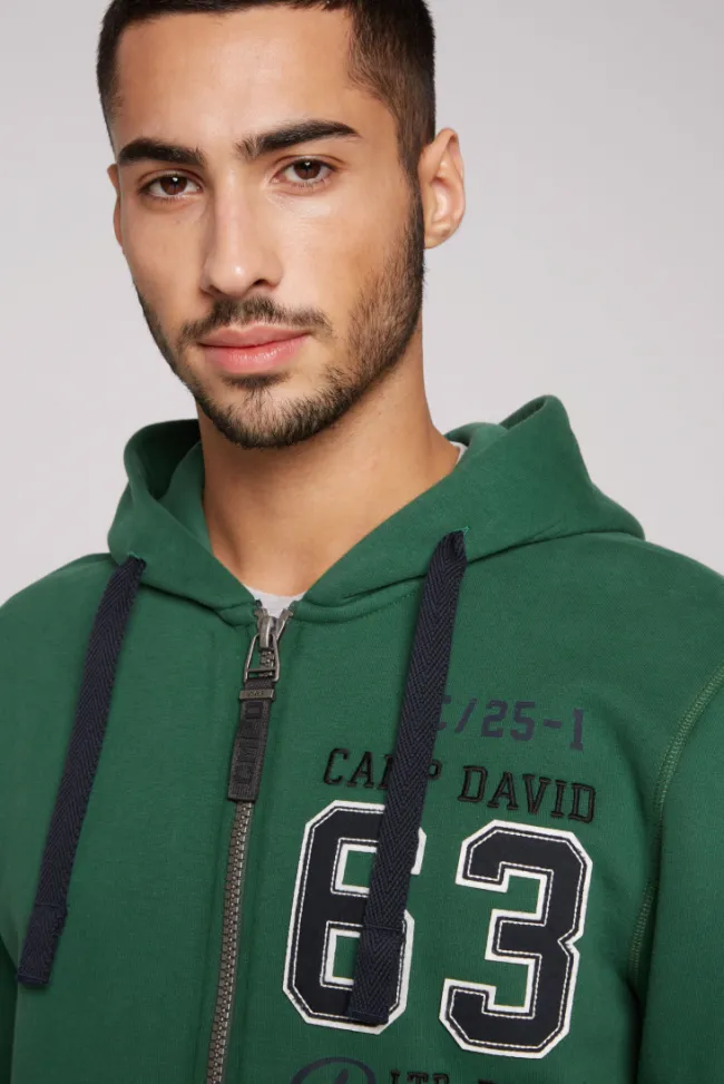Herren CAMP DAVID & SOCCX Kapuzensweatjacke mit Retro-Artwork raw green
