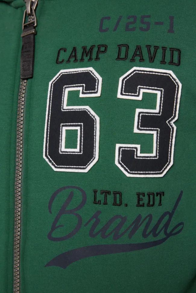 Herren CAMP DAVID & SOCCX Kapuzensweatjacke mit Retro-Artwork raw green
