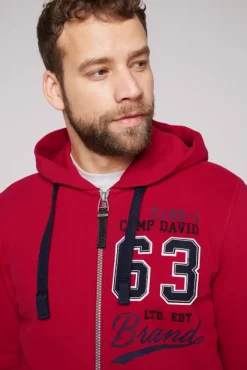 Herren CAMP DAVID & SOCCX Kapuzensweatjacke mit Retro-Artwork royal red