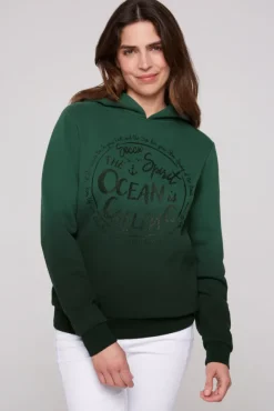 Damen CAMP DAVID & SOCCX Kapuzensweatshirt Dip Dye mit Print dark green
