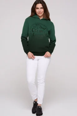 Damen CAMP DAVID & SOCCX Kapuzensweatshirt Dip Dye mit Print dark green