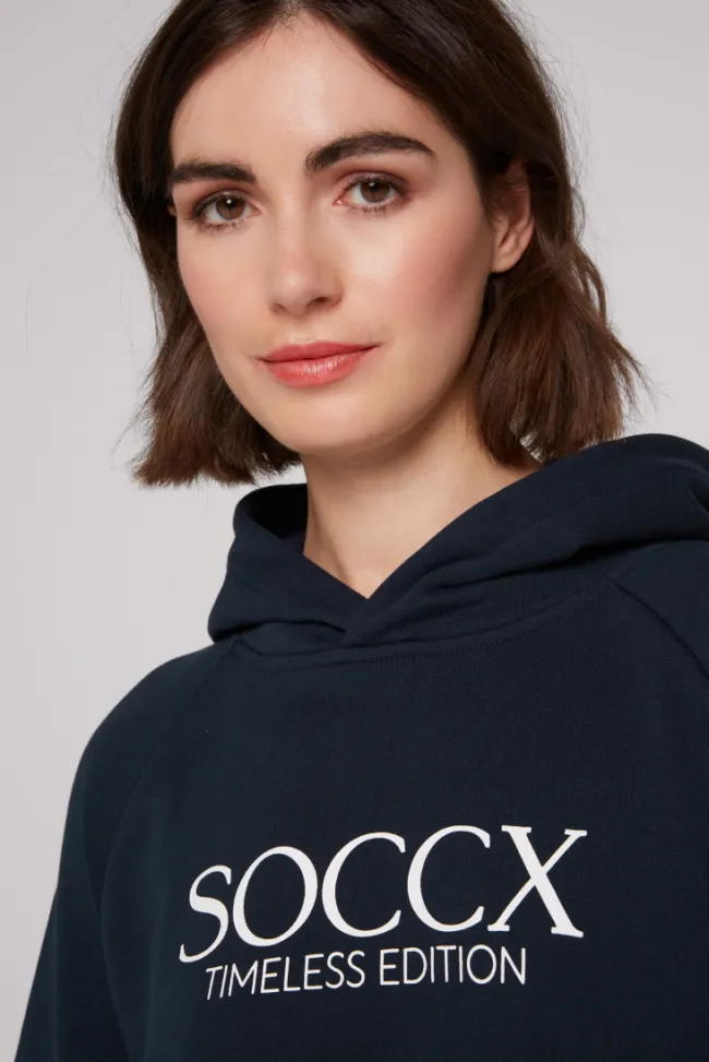 Damen CAMP DAVID & SOCCX Kapuzensweatshirt mit Logo Print blue navy