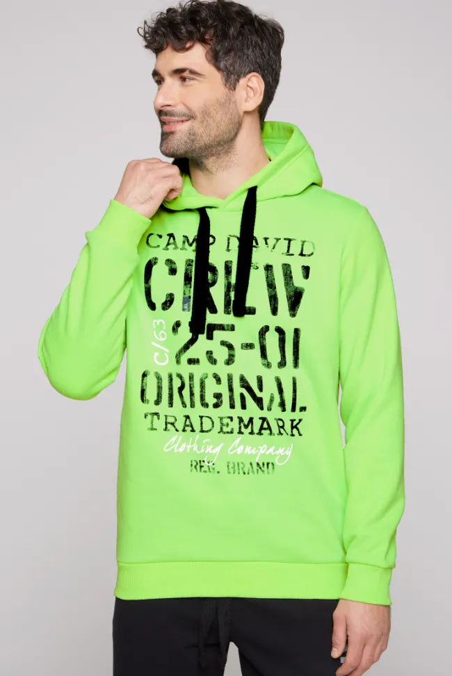 Herren CAMP DAVID & SOCCX Kapuzensweatshirt mit Used Print neon green