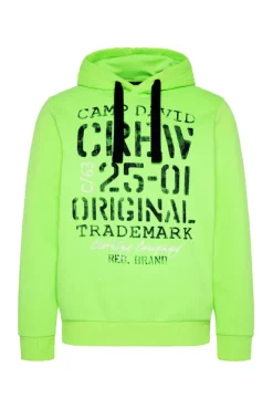Herren CAMP DAVID & SOCCX Kapuzensweatshirt mit Used Print neon green