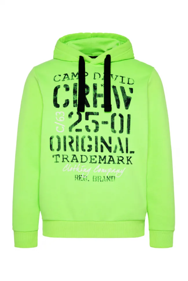 Herren CAMP DAVID & SOCCX Kapuzensweatshirt mit Used Print neon green