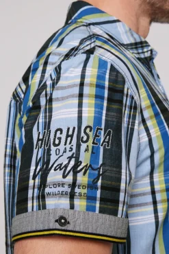 Herren CAMP DAVID & SOCCX Karohemd mit kleineren Artworks summer blue